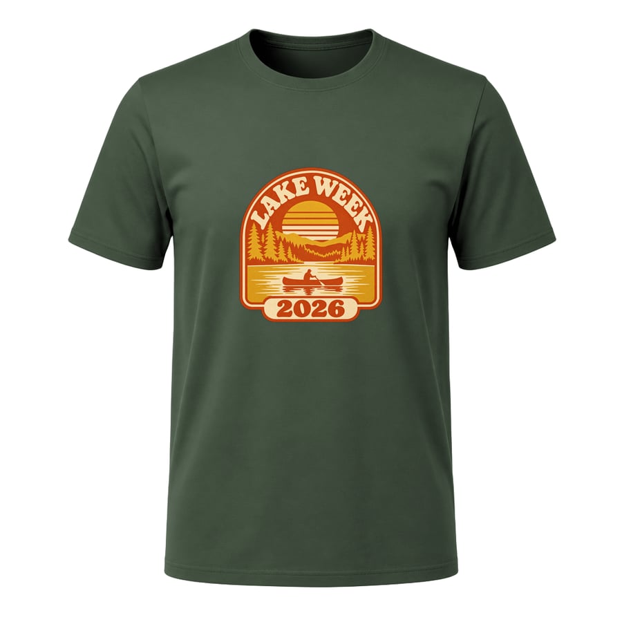 Lake Week 2026 Badge, on a t-shirt
