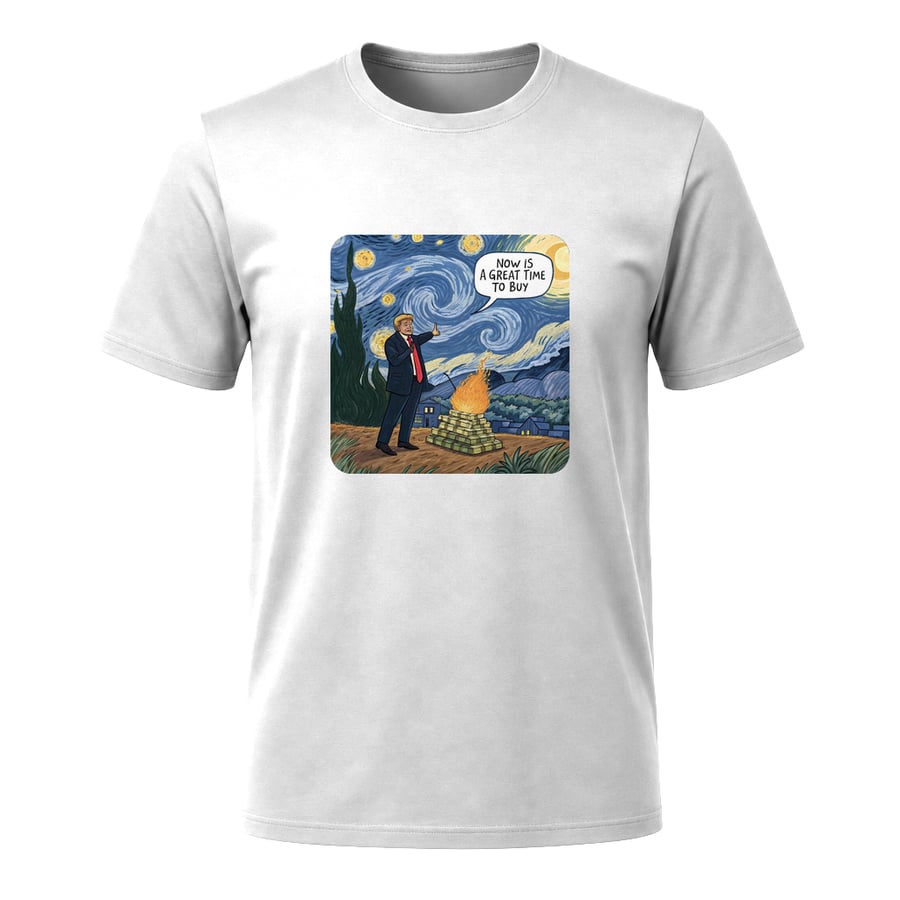 Fiery Investments: A Starry Night Special, on a t-shirt