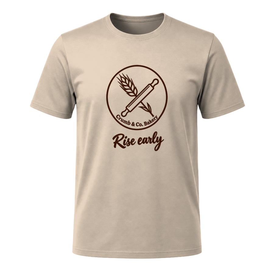 Crumb & Co. Bakery Badge, on a t-shirt
