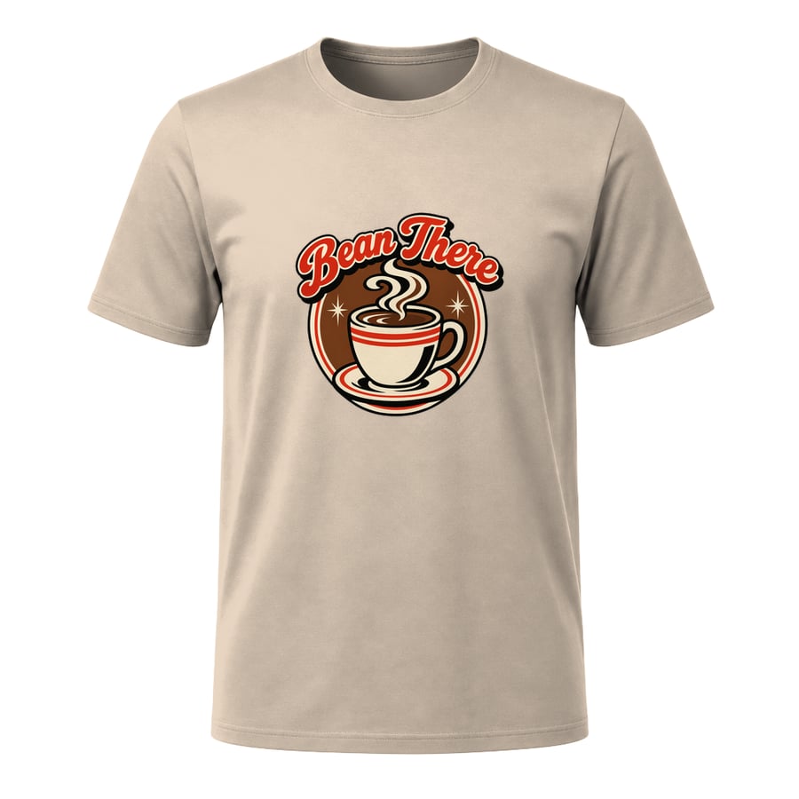 Bean There Coffee Badge, on a t-shirt
